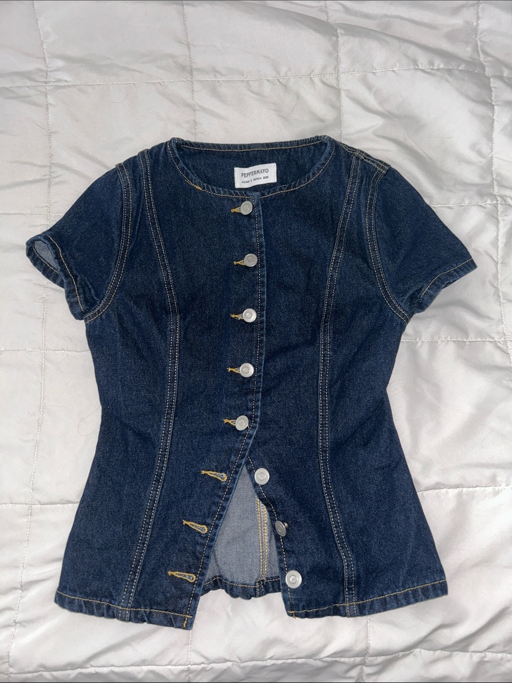 Peppermayo Dark Blue Denim Button-Down Top - Picture 5 of 6